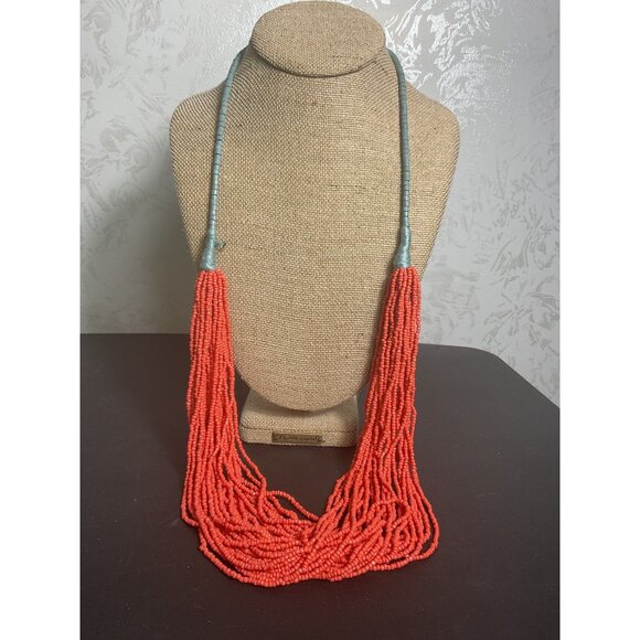 Coral & Turquoise Multi-Strand Beaded Necklace - Picture 1 of 3